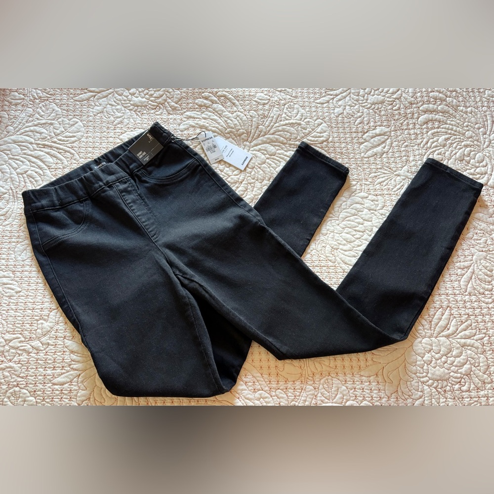 Express Skinny High Rise Flex Jeans in Black